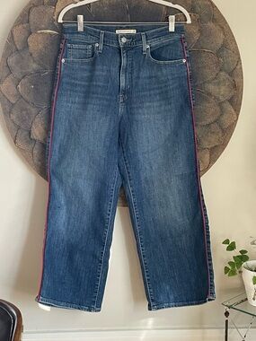 Levi’s Women’s Mile High Wide Leg Cropped Jeans with Red Piping